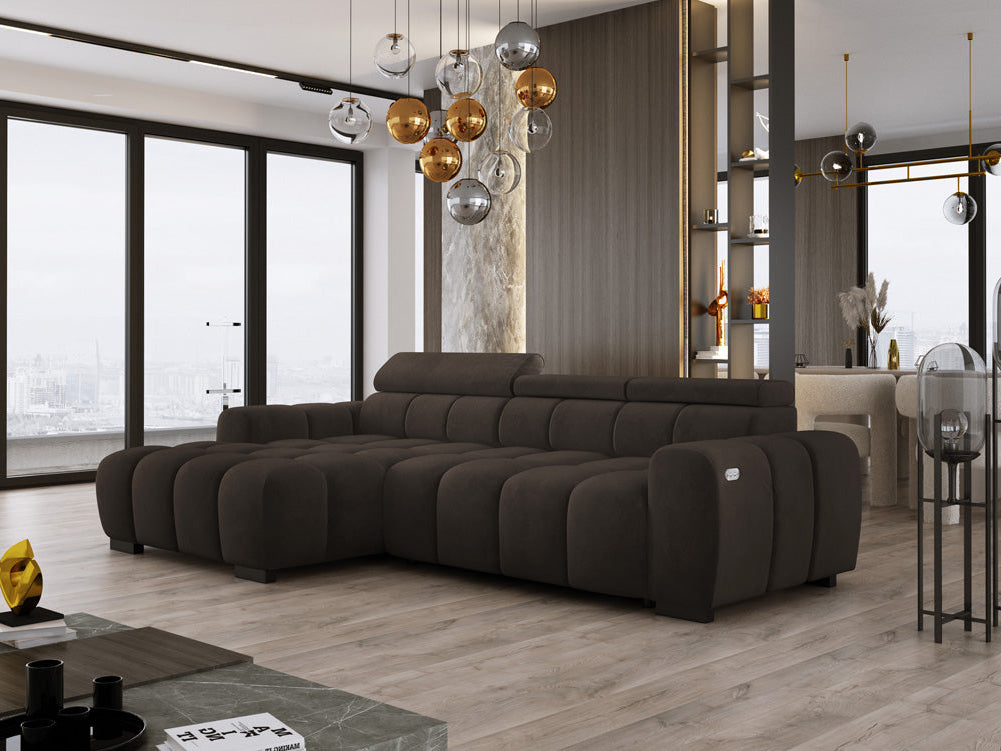 Canapé design Amalfi en Velours avec extension d’assise électrique