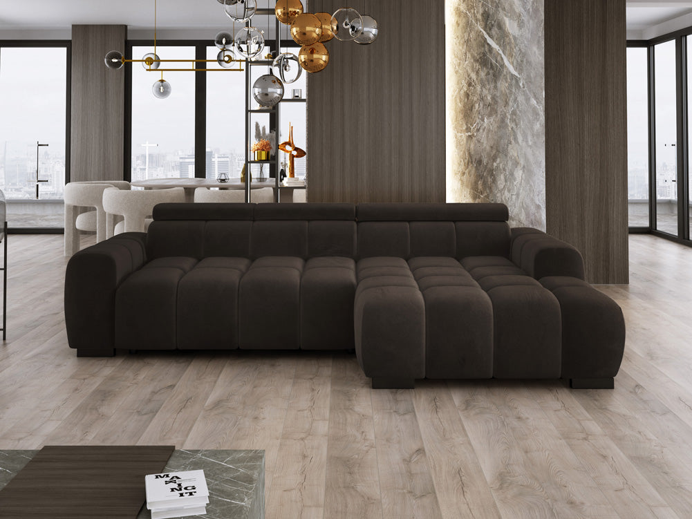 Canapé design Amalfi en Velours avec extension d’assise électrique