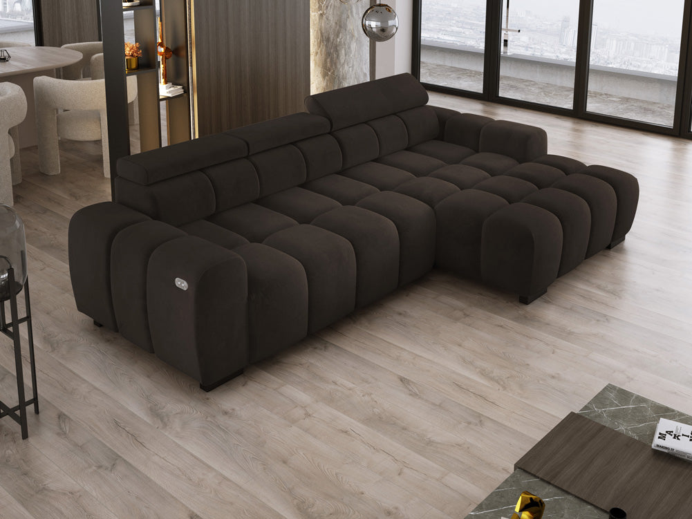 Canapé design Amalfi en Velours avec extension d’assise électrique
