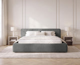Designer Polsterbett Theo in Cord mit Stauraum – Grau