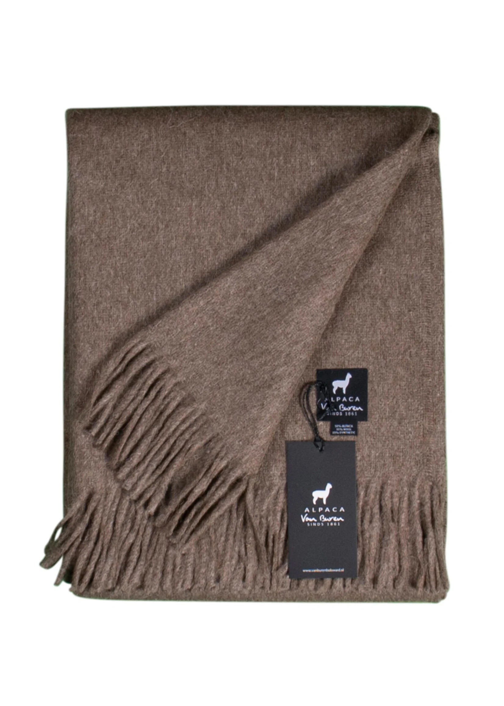 Plaid de jour Alpaga Arla - Laine d'alpaga pure en Marron - 200x150 cm