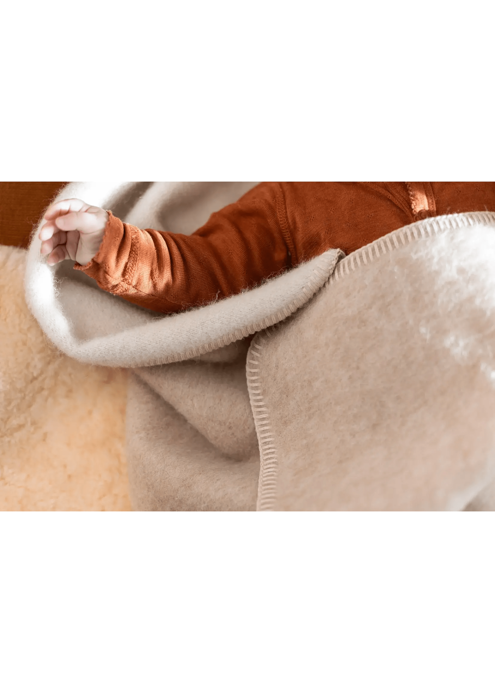 Couverture pour bébé en pure laine d'alpaga - Beige & Gris - 95x75 cm