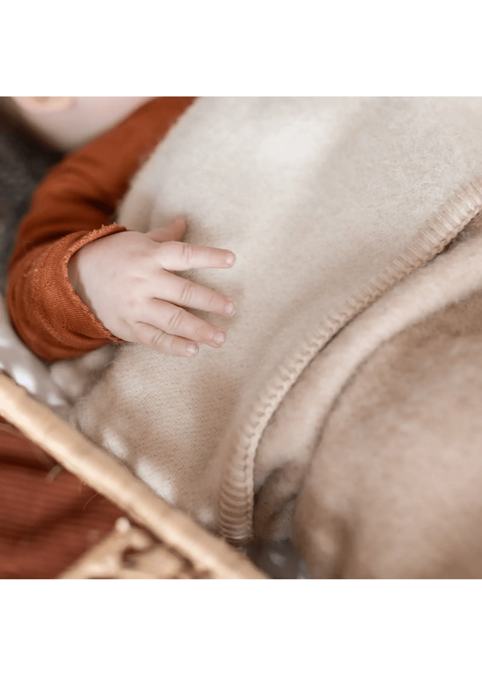 Couverture pour bébé en pure laine d'alpaga - Beige & Gris - 95x75 cm