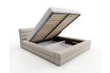 Designer Polsterbett Velia in Samt mit Stauraum – Beige