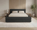 Designer Polsterbett Velia in Samt mit Stauraum – Schwarz