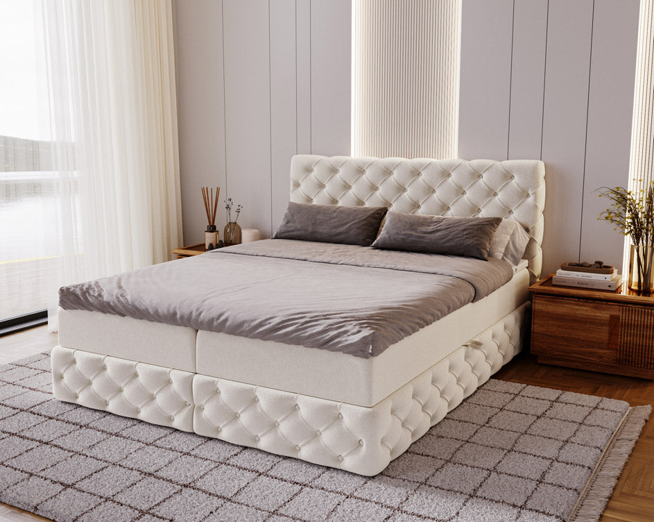 Boxspringbett Eden in Samt mit Stauraum