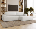 Designer Ecksofa Siena Bouclé mit Schlaffunktion und Stauraum