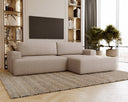 Designer Ecksofa Siena Bouclé mit Schlaffunktion und Stauraum