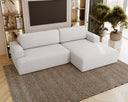 Designer Ecksofa Siena Bouclé mit Schlaffunktion und Stauraum