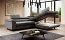 Designer Ecksofa Costa mit Schlaf- und Klappfunktion aus Samt