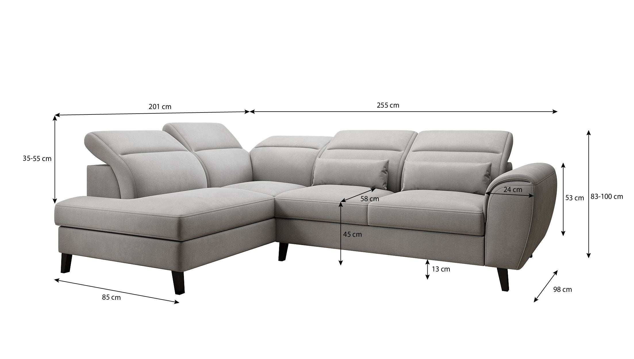 Designer Sofa Nobile mit verstellbarer Rückenlehne