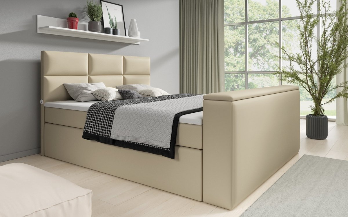 Boxspringbett Carito mit TV Lift, USB und Stauraum - Luxusbetten24