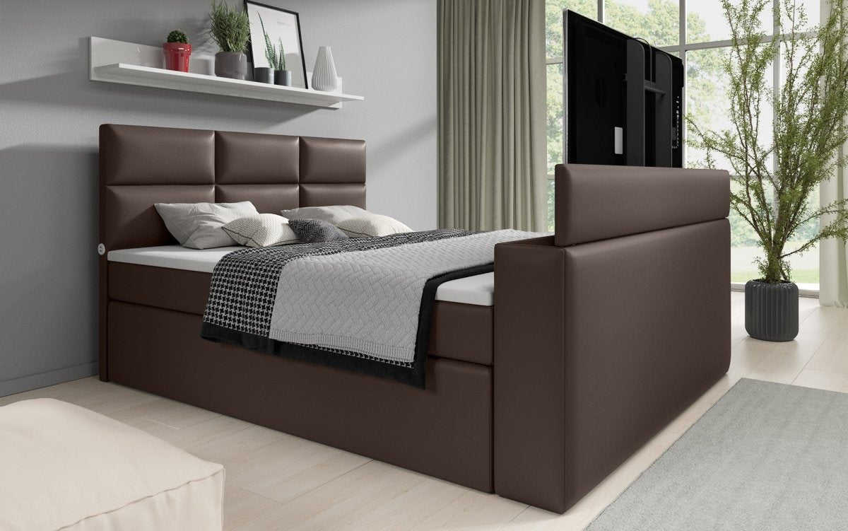 Boxspringbett Carito mit TV Lift, USB und Stauraum - Luxusbetten24