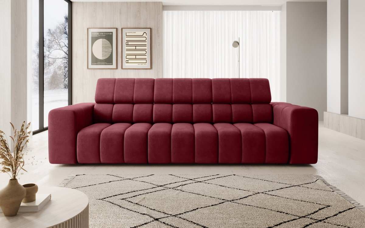 Designer 3er Sofa Aurora mit verstellbaren Kopfstützen - Luxusbetten24