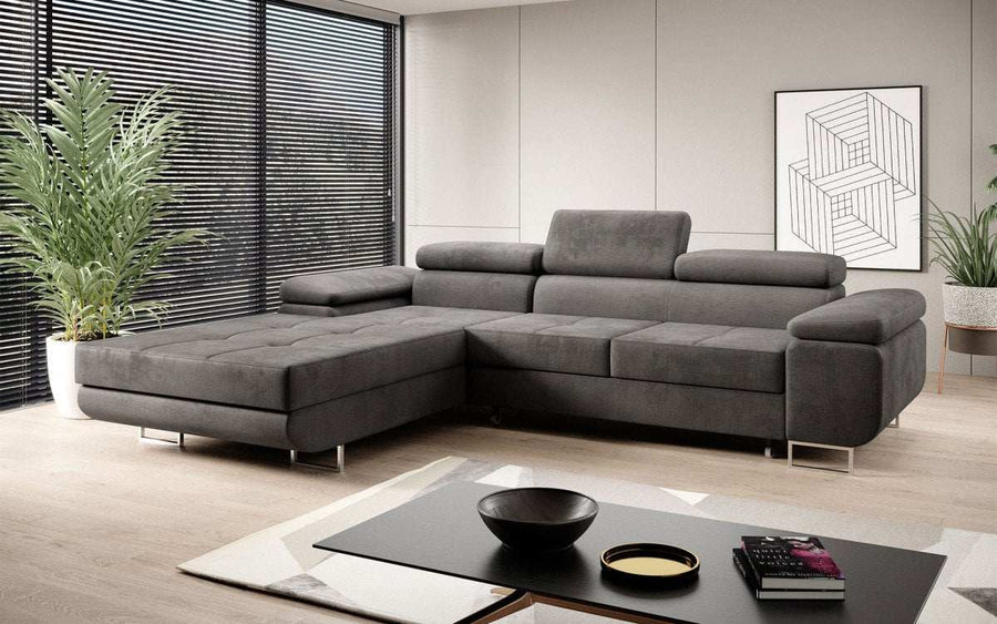 Designer Sofa Alonzo mit Schlaf- und Klappfunktion (Samt) - Luxusbetten24