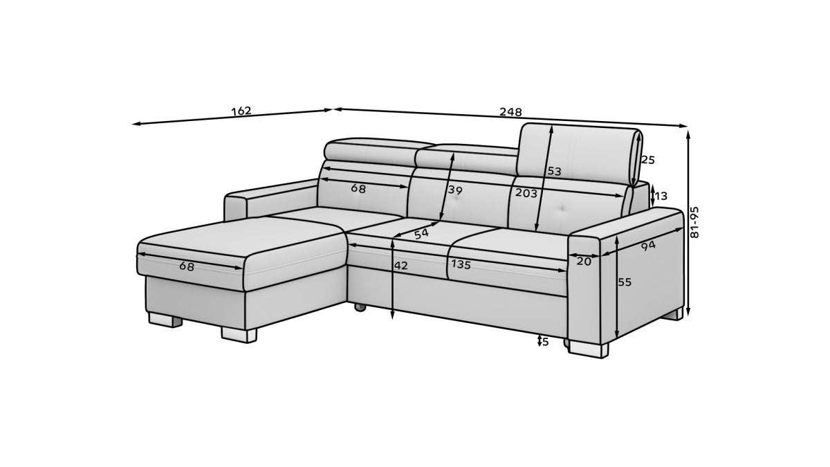 Designer Sofa Ferila mit Schlaf- und Klappfunktion - Luxusbetten24